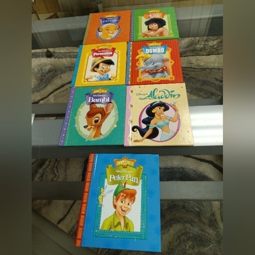 Kid's Book Lot of 7 Walt Disney Classics Bambi Pinocchio Dumbo Peter Pan Aladdin